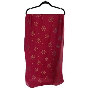 Button Rose Magenta Pink Floral Scarf Lightweight Cotton Viscose Blend Wrap